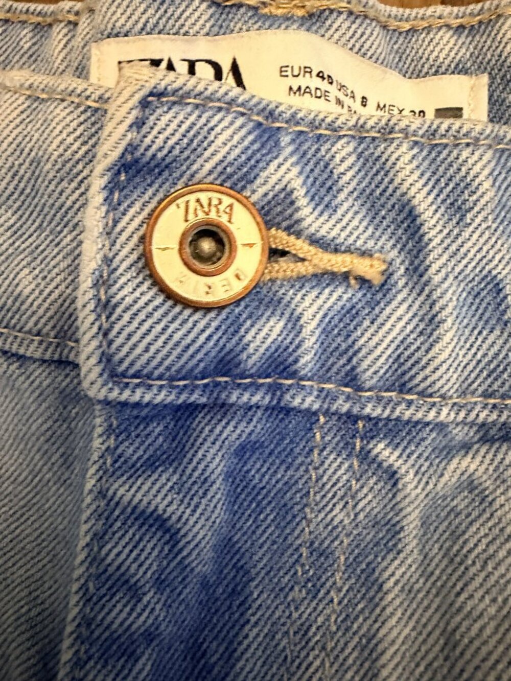 Zara Light Wash Distressed Jorts Denim Shorts High Rise Mom Fit | Size 8 - Picture 4 of 12